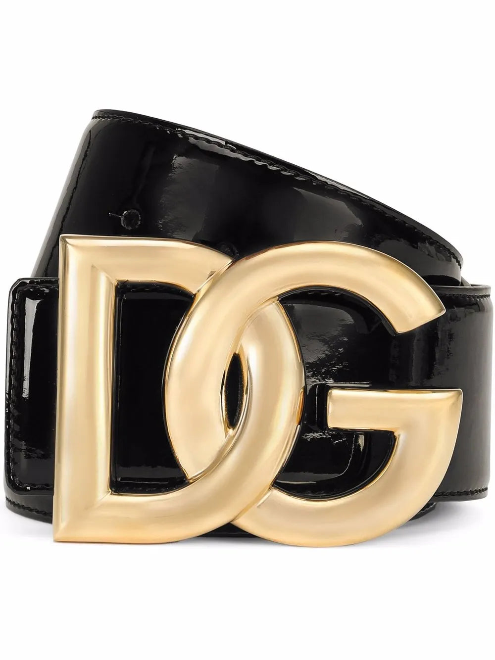 Dolce And Gabbana DG Logo Black Patent Leather Adjustable Belt
