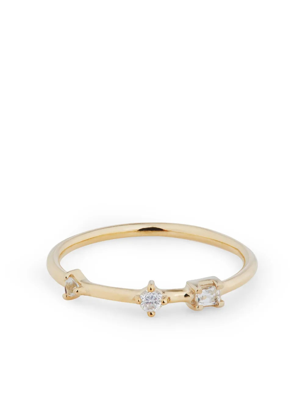 Otiumberg 9kt Yellow Gold Three Stone Bamboo Claw Setting Ring