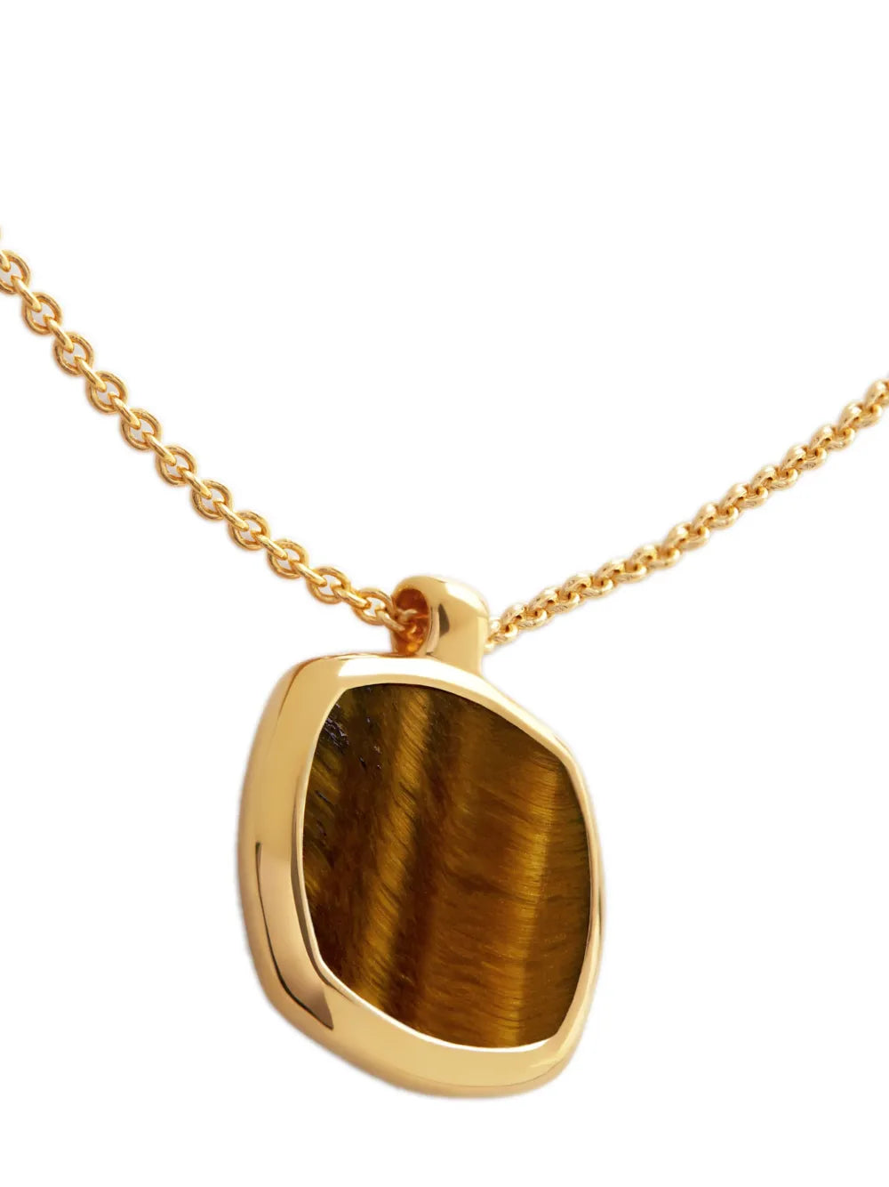 Monica Vinader Delphi Gold Tone Tiger Eye Gemstone Necklace 18kt Gold Vermeil Cable-Link Chain
