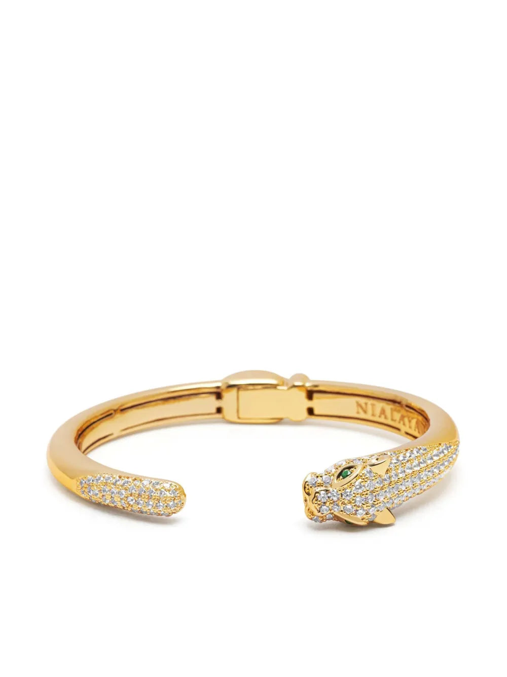 Nialaya Jewelry Diamond Gold Plated Open Cuff Bracelet in Gold