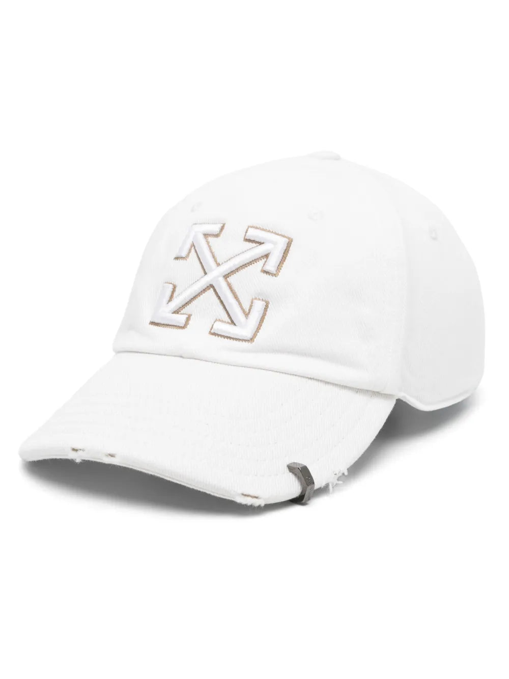Off White Women's Distressed White Denim Baseball Cap Stylish Hat