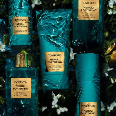 Tom Ford Neroli Portofino skincare products for glowing hydration.