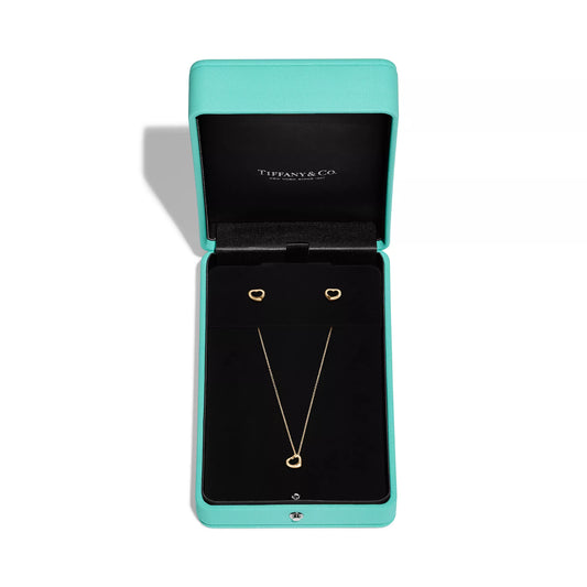 Elsa Peretti Open Heart Pendant and Earrings Set in Yellow Gold