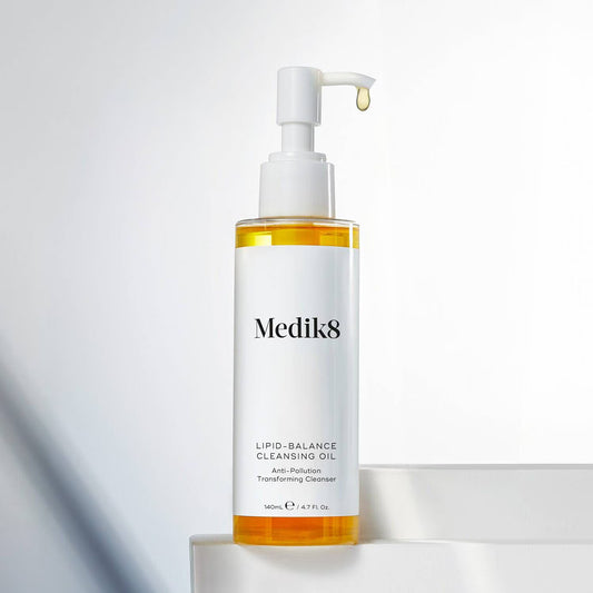 Medik8 Lipid Balance Cleansing Oil 140ml for glowing skin and hydration.