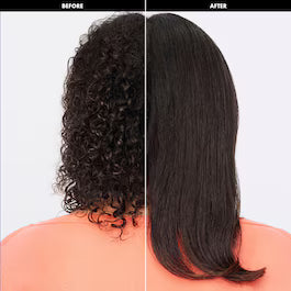 Before and after using blowing brush for blow-drying effect volume.