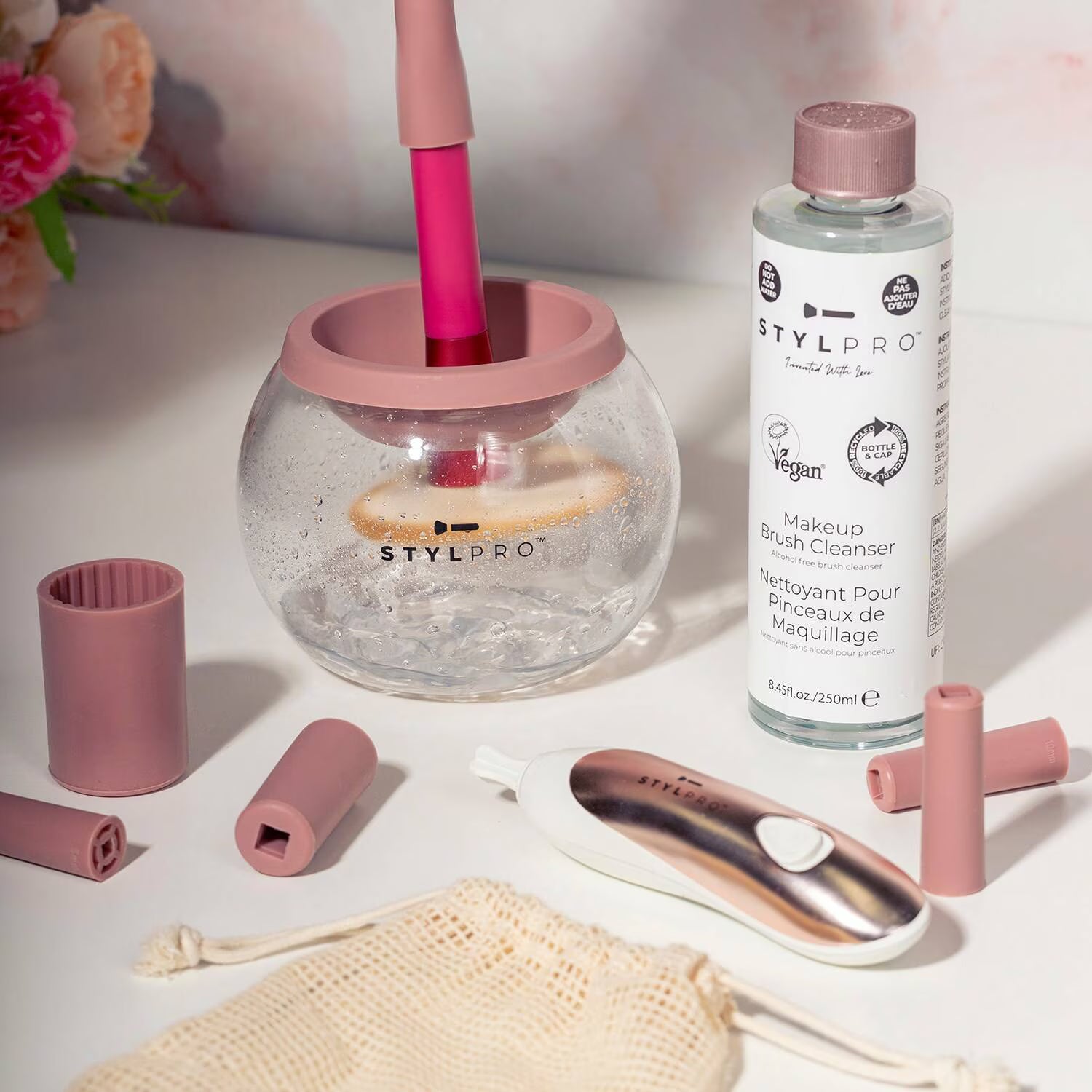 Makeup Brush Cleaner and Dryer for effortless cleaning and quick drying.