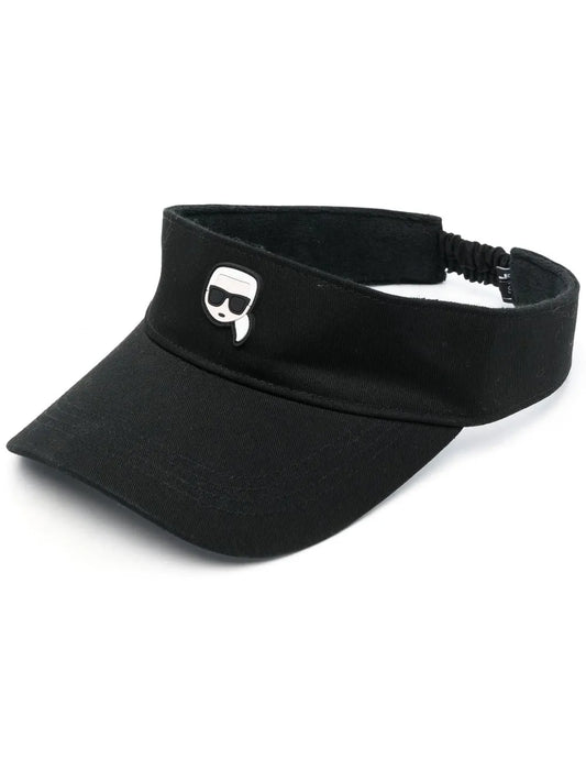 Karl Lagerfeld Black Ikon Logo Print Adjustable Recycled Cotton Visor