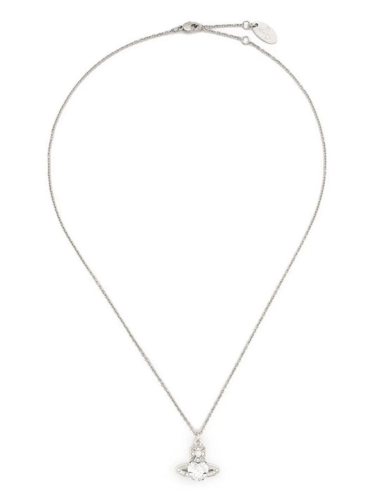 Vivienne Westwood Ariella Silver Orb Charm Necklace Delicate Design with Heart-Cut Glass Crystal