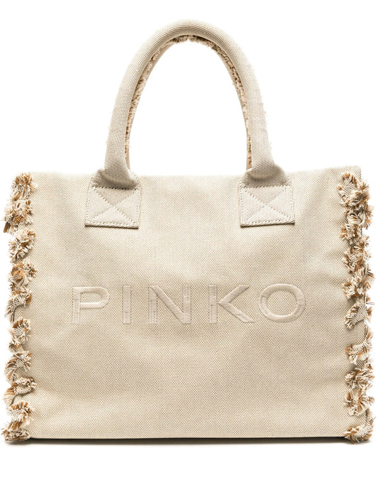 PINKO  logo-embroidered beach bag