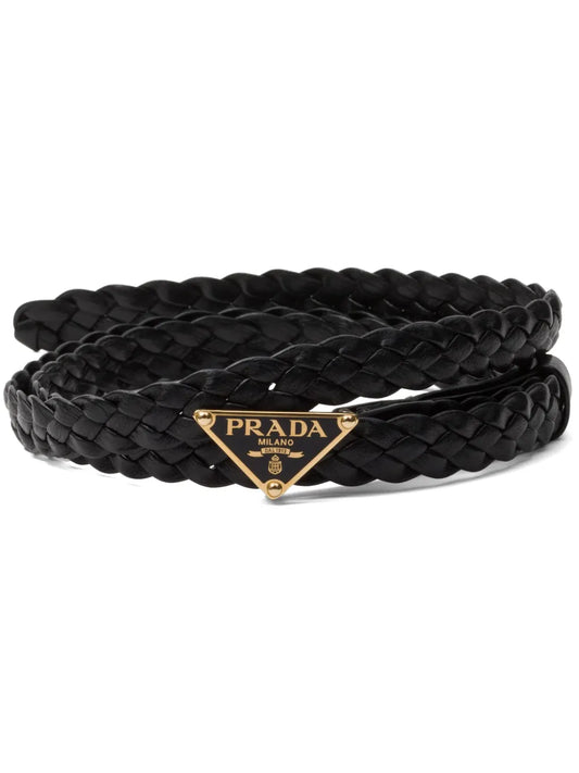 Elegant Prada Black Braided Nappa Leather Belt for Women