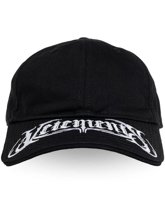 Vetements Black Cotton Logo Embroidered Adjustable Baseball Cap