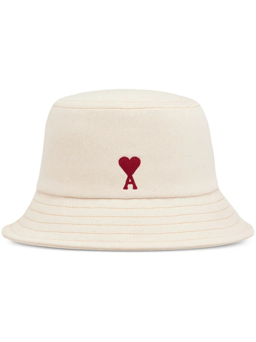 Ami Paris Ami De Coeur White Cotton Bucket Hat Stylish Wide Brim