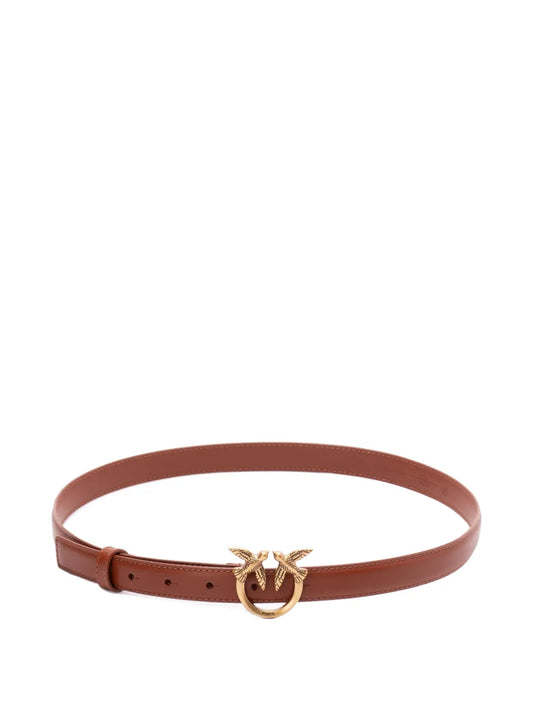PINKO Brown Genuine Leather Logo Buckle Adjustable Women’s Belt