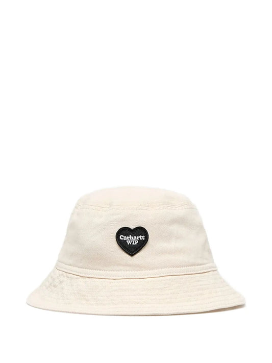 Carhartt WIP Drewe White Cotton Bucket Hat Narrow Brim Logo