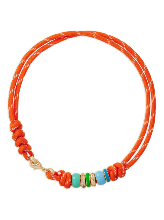 Roxanne Assoulin Happy Cord Knotted Necklace Vibrant Orange Gold Plated Details Adjustable