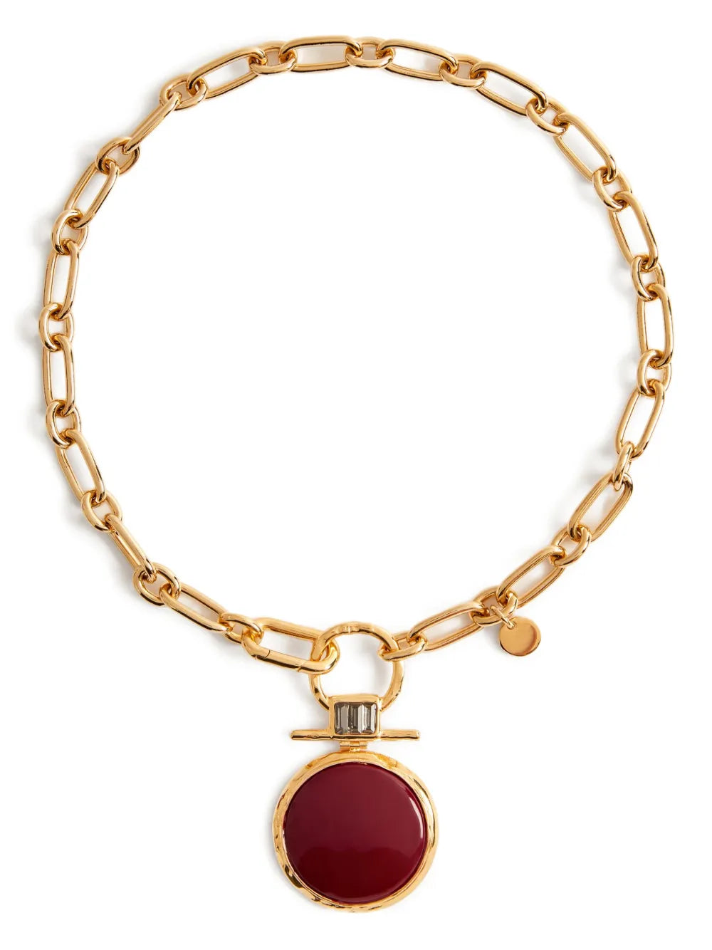 La DoubleJ Gold Tone Energy Necklace Paperclip Chain Pendant