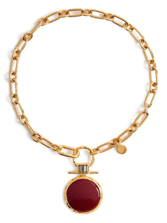 La DoubleJ Gold Tone Energy Necklace Paperclip Chain Pendant