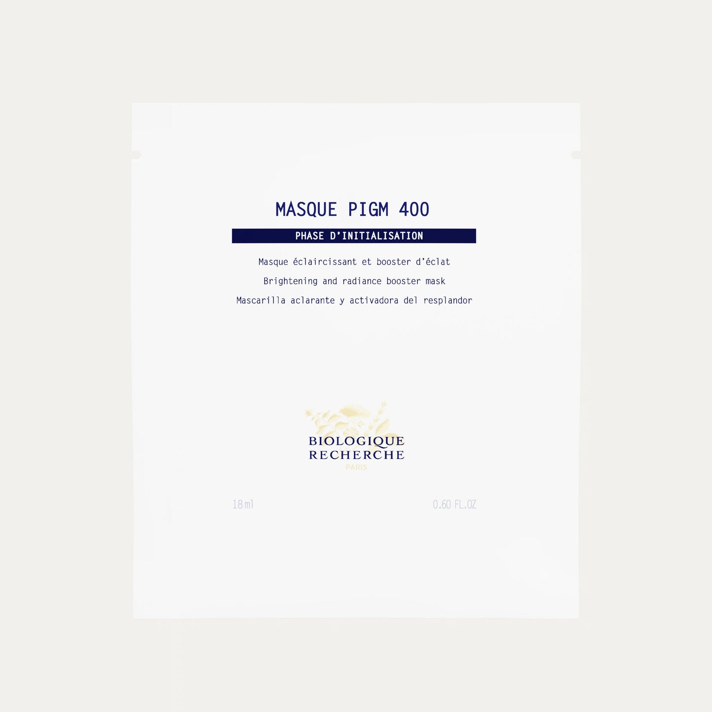 Masque PIGM 400 brightening face mask for glowing skin.