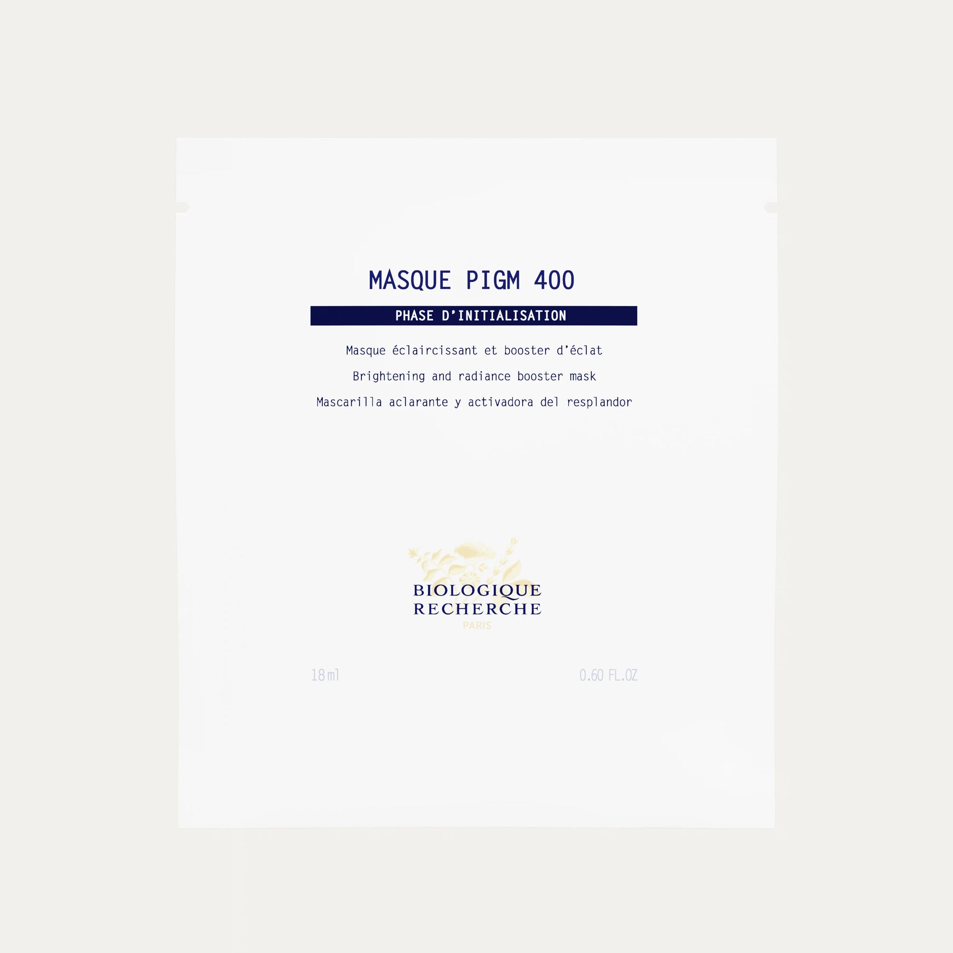 Masque PIGM 400 brightening face mask for glowing skin.