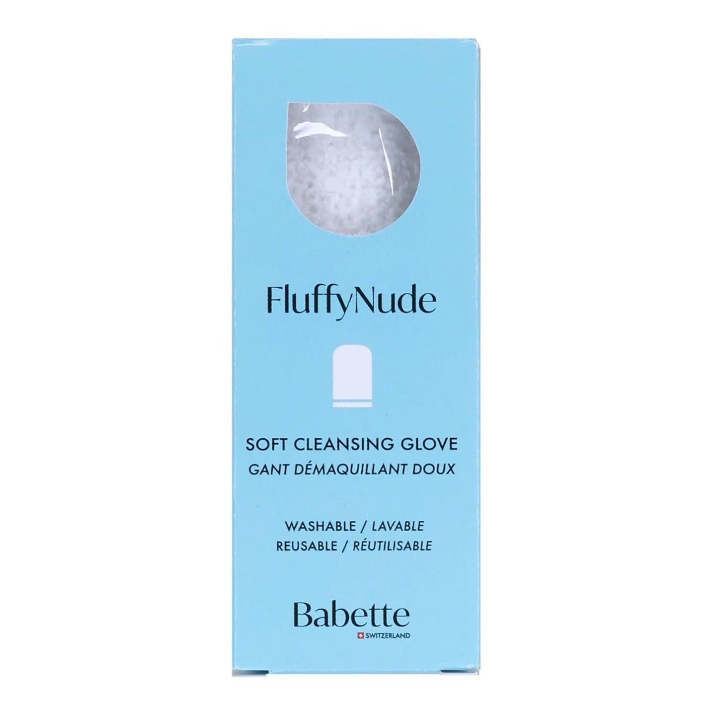 BABETTE Fluffy Nude Soft Cleansing & Exfoliating Glove for gentle skincare.