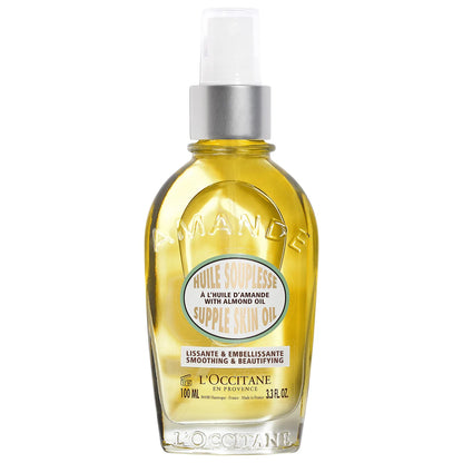 Smoothing and Firming Almond Supple Skin Body Oil for hydration and glowing skin.