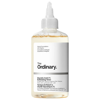 Glycolic Acid 7% Exfoliating and Brightening Daily Toner for glowing skin.