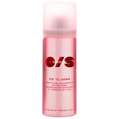 Mini On 'Til Dawn Mattifying Waterproof Setting Spray for all-day matte finish.