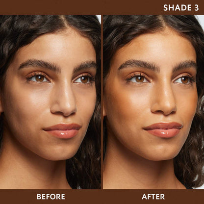 All Hours 24H Hyper Sunkissed Glow Bronzer before and after glowing skin