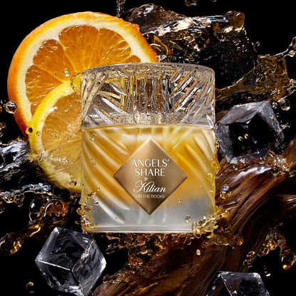 KILIAN Paris Angels’ Share On the Rocks Eau de Parfum with Orange, citrus freshness and warm cognac.