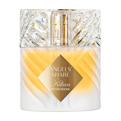 KILIAN Paris Angels’ Share On the Rocks Eau de Parfum with Orange bottle showcasing elegance and warmth.