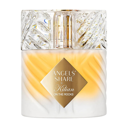 KILIAN Paris Angels’ Share On the Rocks Eau de Parfum with Orange bottle showcasing elegance and warmth.