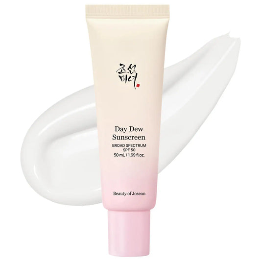 Day Dew Sunscreen Lightweight SPF 50 for glowing skin and hydration.