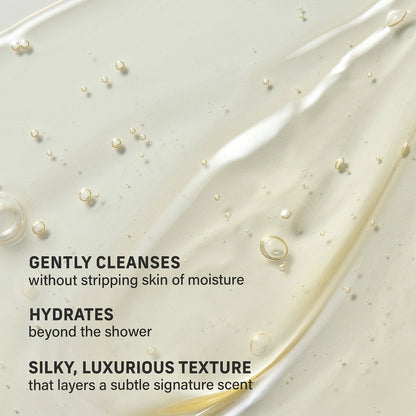 Sacred Santal Sensorial Body Wash for Moisture Barrier hydrates and gently cleanses.