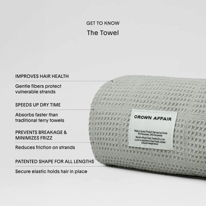 The Hair Towel absorbs water quickly for smooth hair.