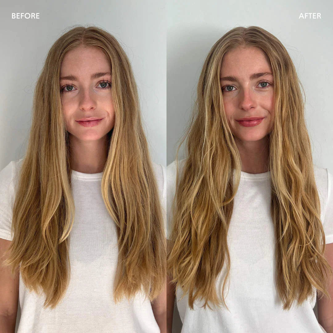 Crown Affair The Mini Air Dry Mousse Ritual Hair Set for Volume and Texture before and after hair transformation