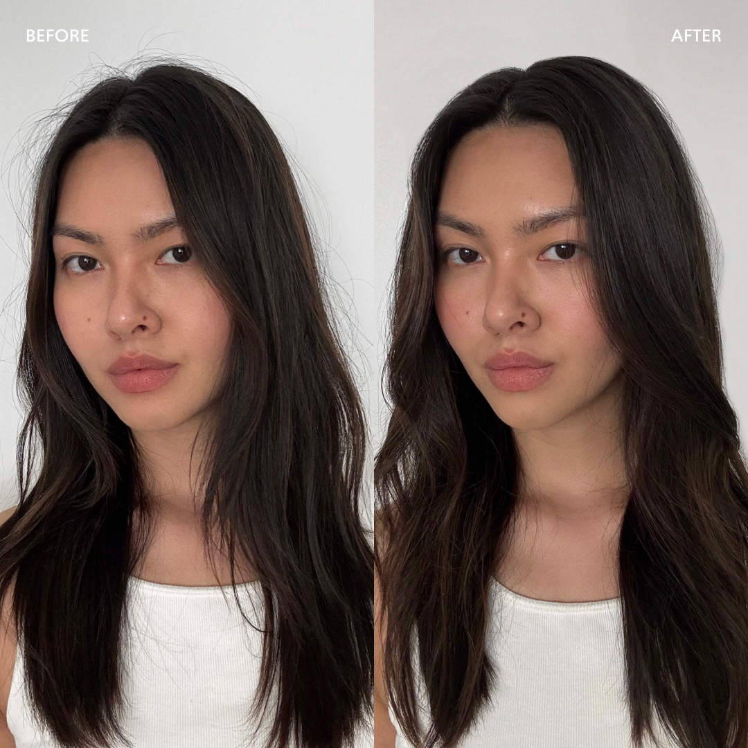 Crown Affair The Mini Air Dry Mousse Ritual Hair Set for Volume and Texture, before and after results.