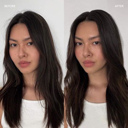 Crown Affair The Mini Air Dry Mousse Ritual Hair Set for Volume and Texture, before and after results.