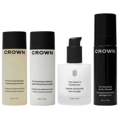 Crown Affair The Mini Air Dry Mousse Ritual Hair Set for Volume and Texture, enhancing natural texture and volume.