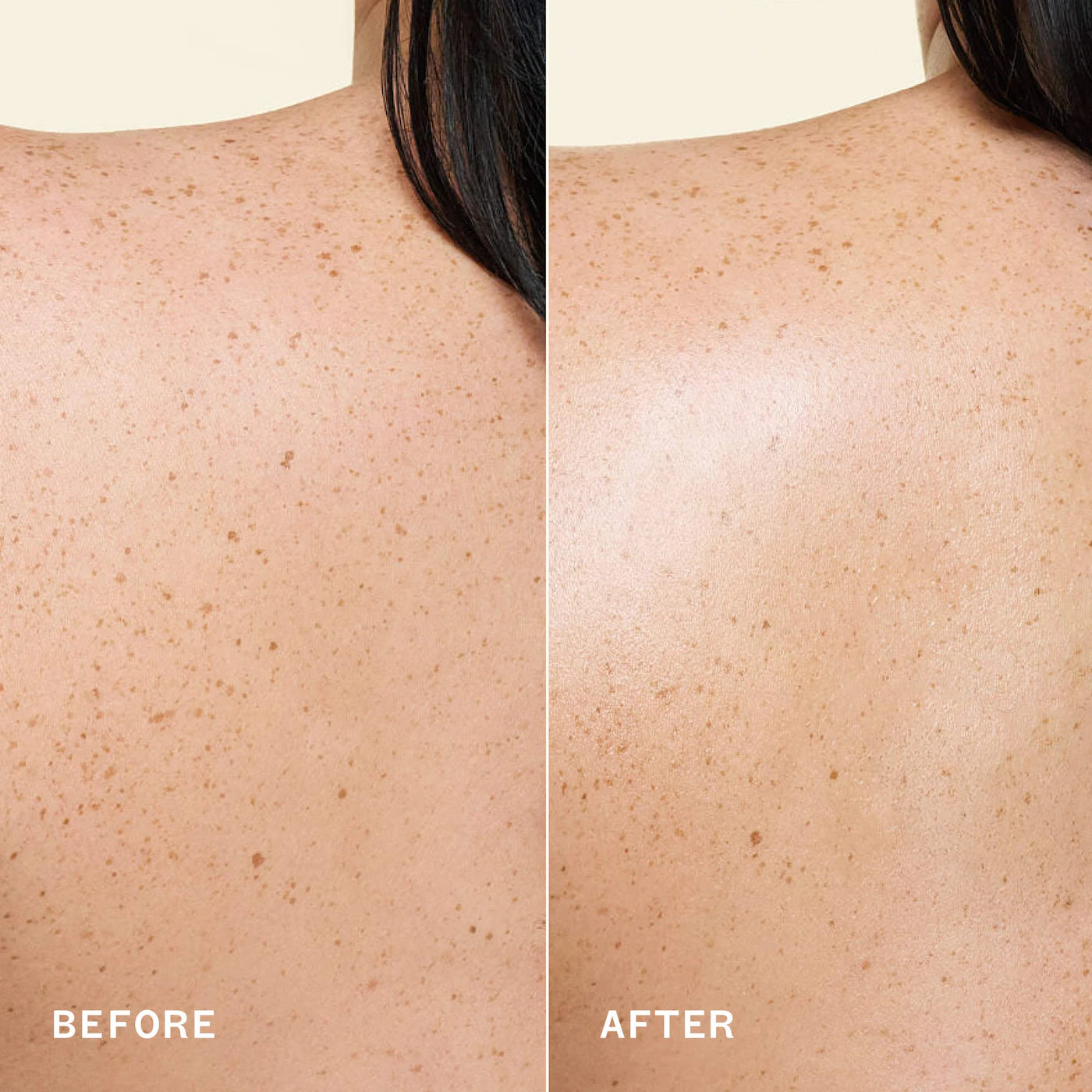 I'm Glistening Radiant Rich Body Oil before and after results, showcasing glowing skin.