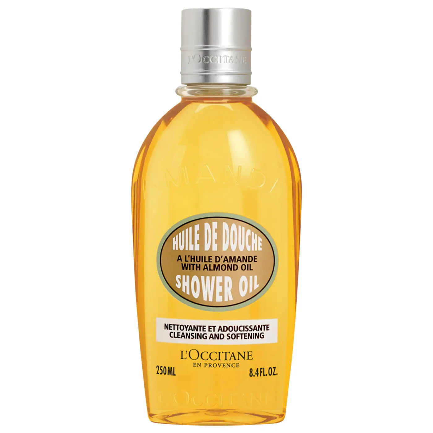 Cleansing And Softening Refillable Shower Oil With Almond Oil for hydrated, glowing skin.